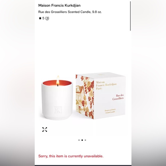 Maison Francis Kurkdjian Other - Maison Francis Kurkdjian white and burgundy scented candle with gold lid